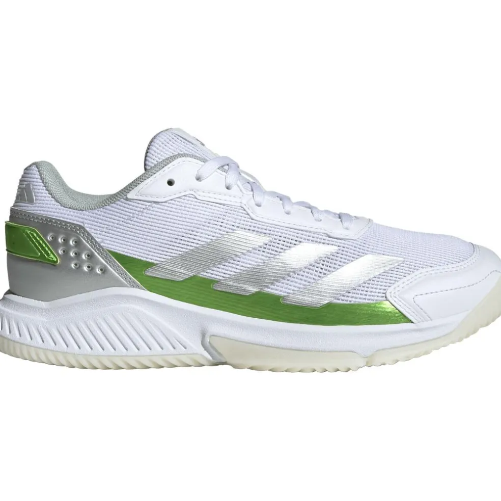 Adidas Courtquick padelschoenen dames cloud white silver metallic lucid lemon
