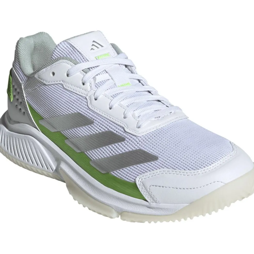 Adidas Courtquick padelschoenen dames cloud white silver metallic lucid lemon
