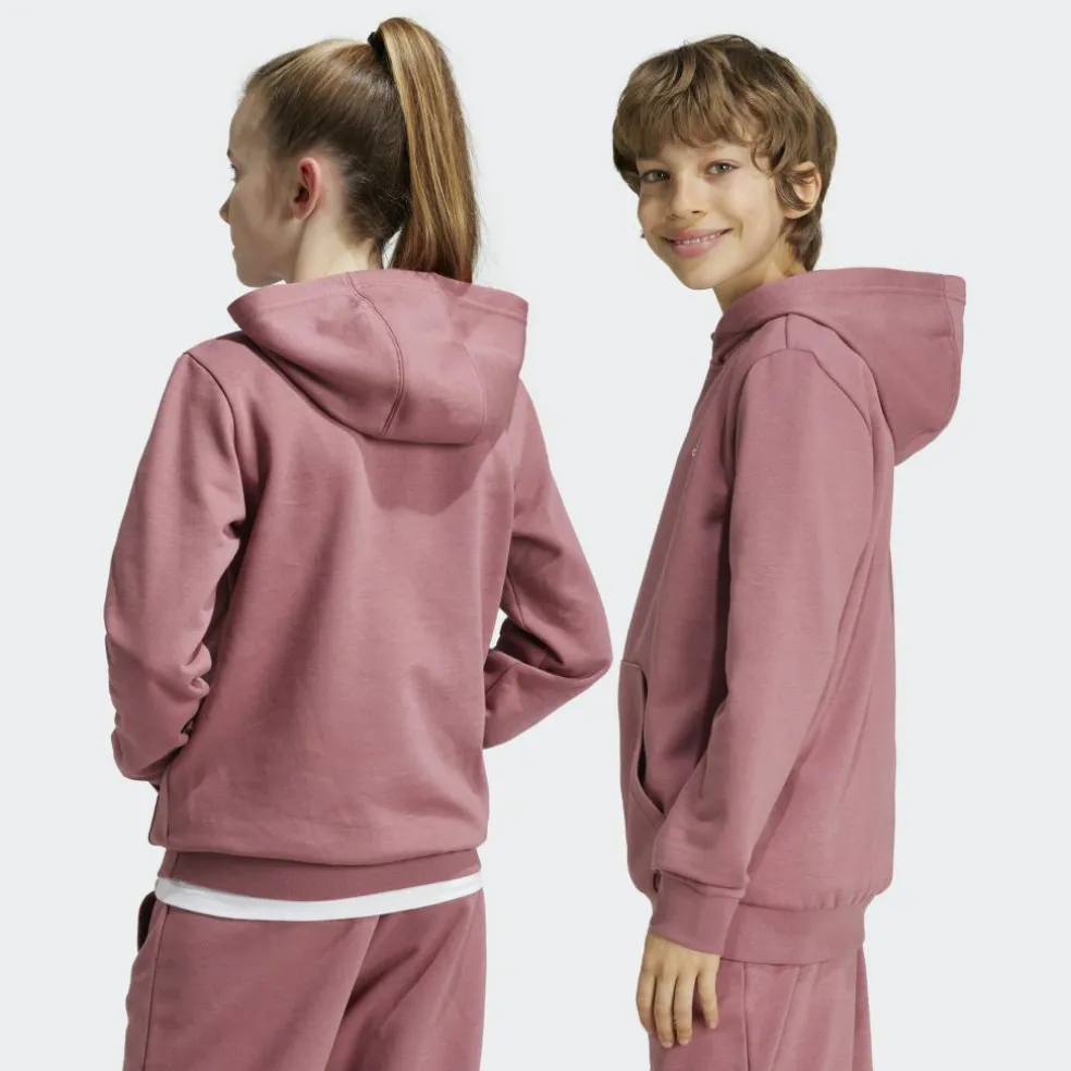 Adidas Essentials Small Logo fleece hoodie junior preloved crimson