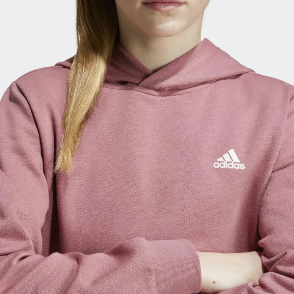 Adidas Essentials Small Logo fleece hoodie junior preloved crimson