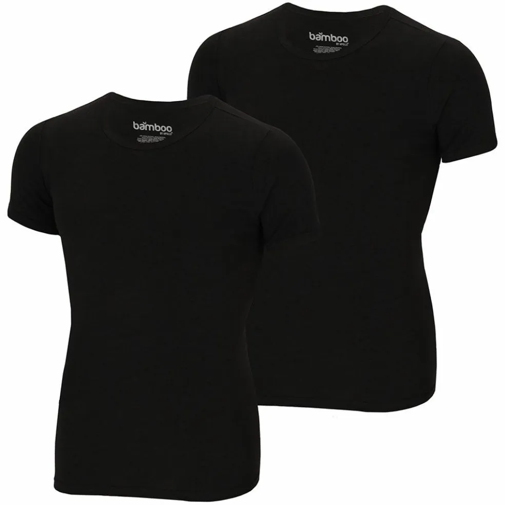 Apollo Bamboo O-hals shirt heren black 2-pack