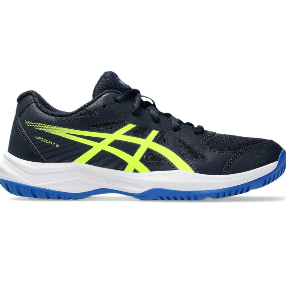 Asics Upcourt 6 GS indoorschoenen junior midnight safety yellow