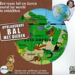 Caly Toys  Wereldkaart met dieren opblaasbare bal 50 cm