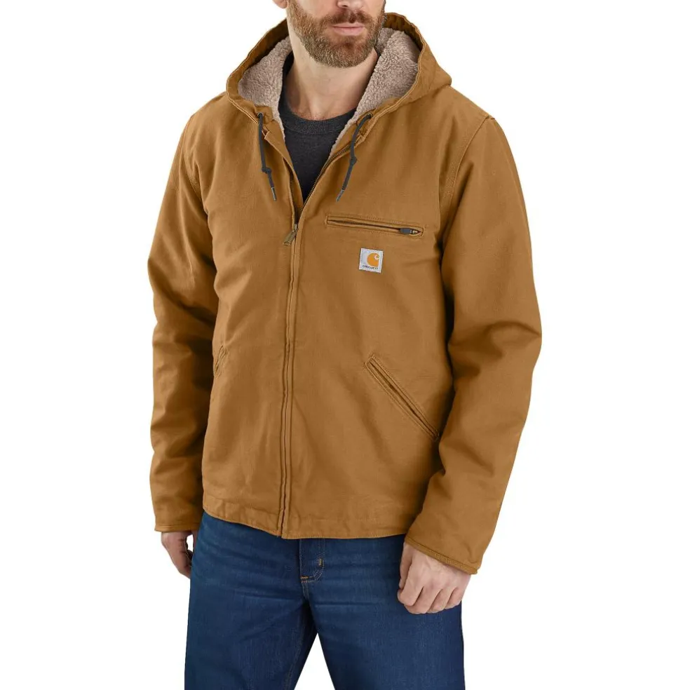 Carhartt Relaxed Fit Washed Duck Sherpa Lined winterjas heren carhartt brown