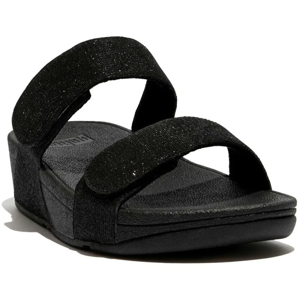 Fitflop LuLu Adjustable Shimmerlux Slides slippers dames black