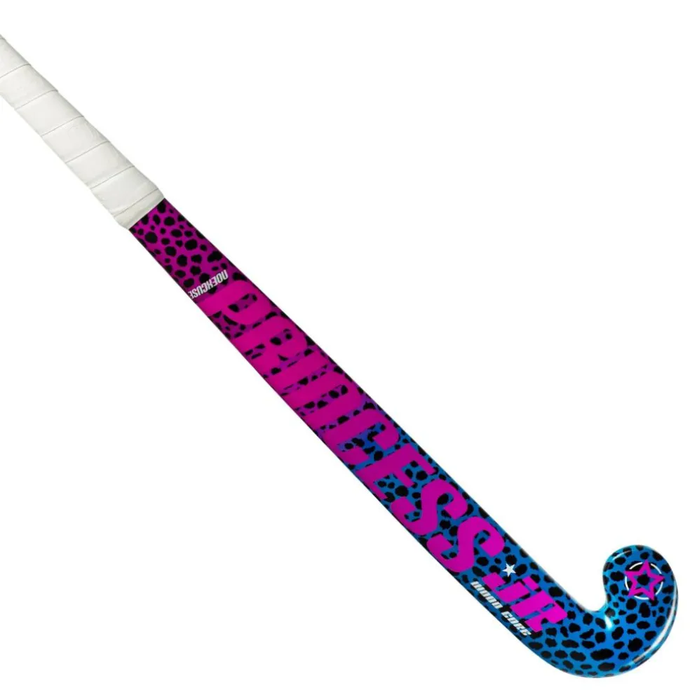 Princess Hockey Woodcore Mid Bow hockeystick junior leopard purple neon pink