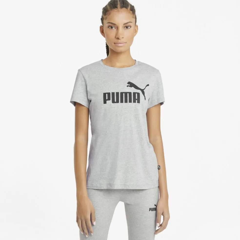 Puma Essentials Logo shirt dames light grey heather