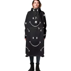 Rainkiss Classic Smile X Smiley regenponcho black white