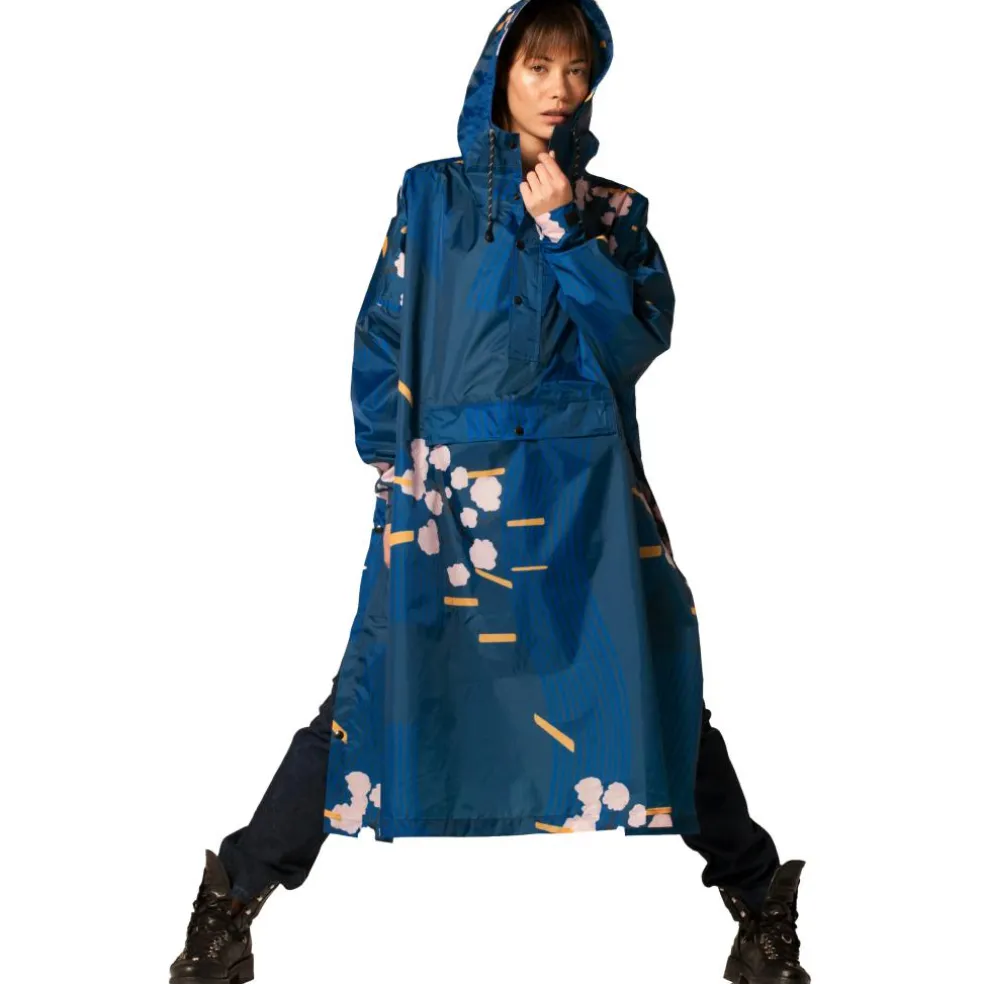 Rainkiss Japanese Blossom regenponcho blue