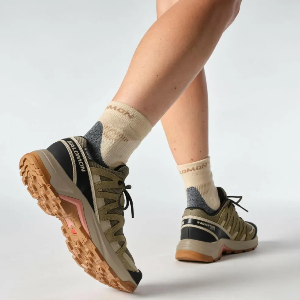 Salomon X-ADVENTURE RECON GORE-TEX wandelschoenen dames falcon desert tan hyma pink