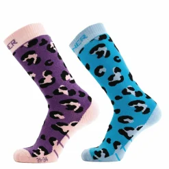 Sinner Animal skisokken junior purple blue 2-pack