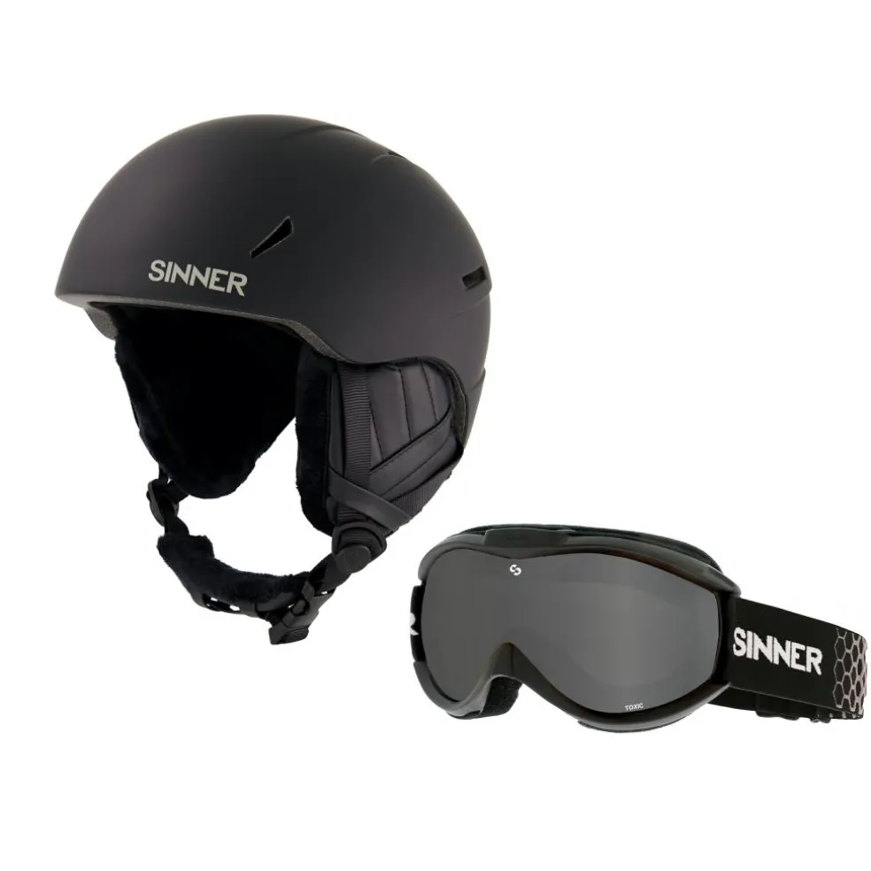 Sinner Combi-pack CREST skihelm met Toxic skibril black