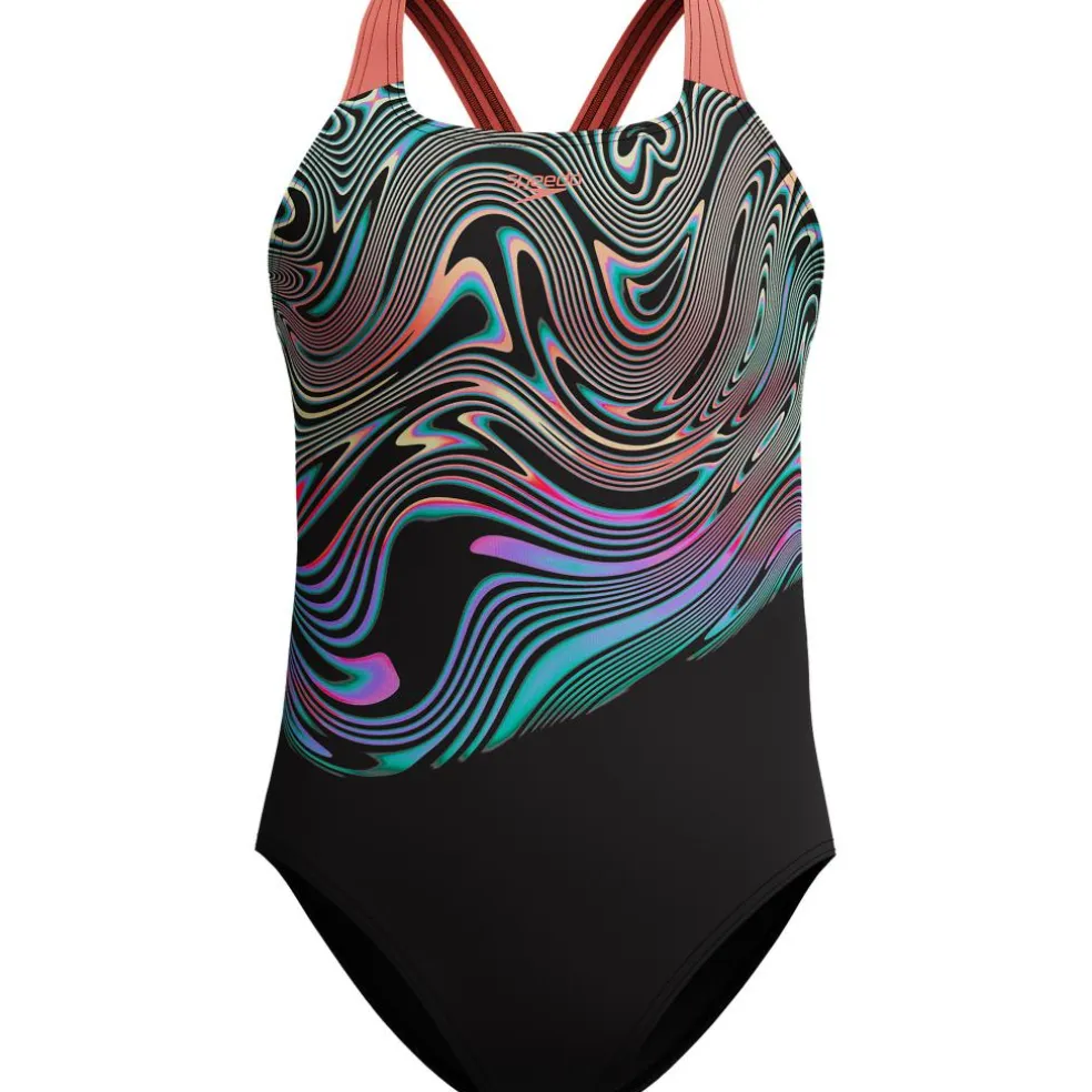 Speedo Placement Powerback badpak junior black orange