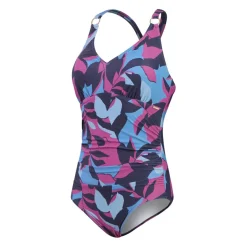 Speedo Shaping Printed V Neck badpak dames blue berry
