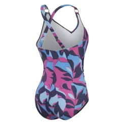 Speedo Shaping Printed V Neck badpak dames blue berry