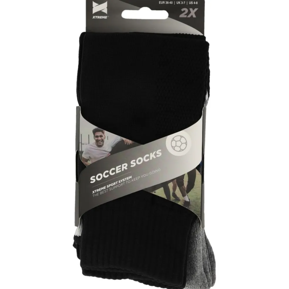 Xtreme Sockswear Pro Soccer voetbalsokken black 2-pack